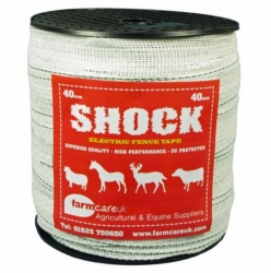 SHOCK White 40mm Wide Electric Fence Tape